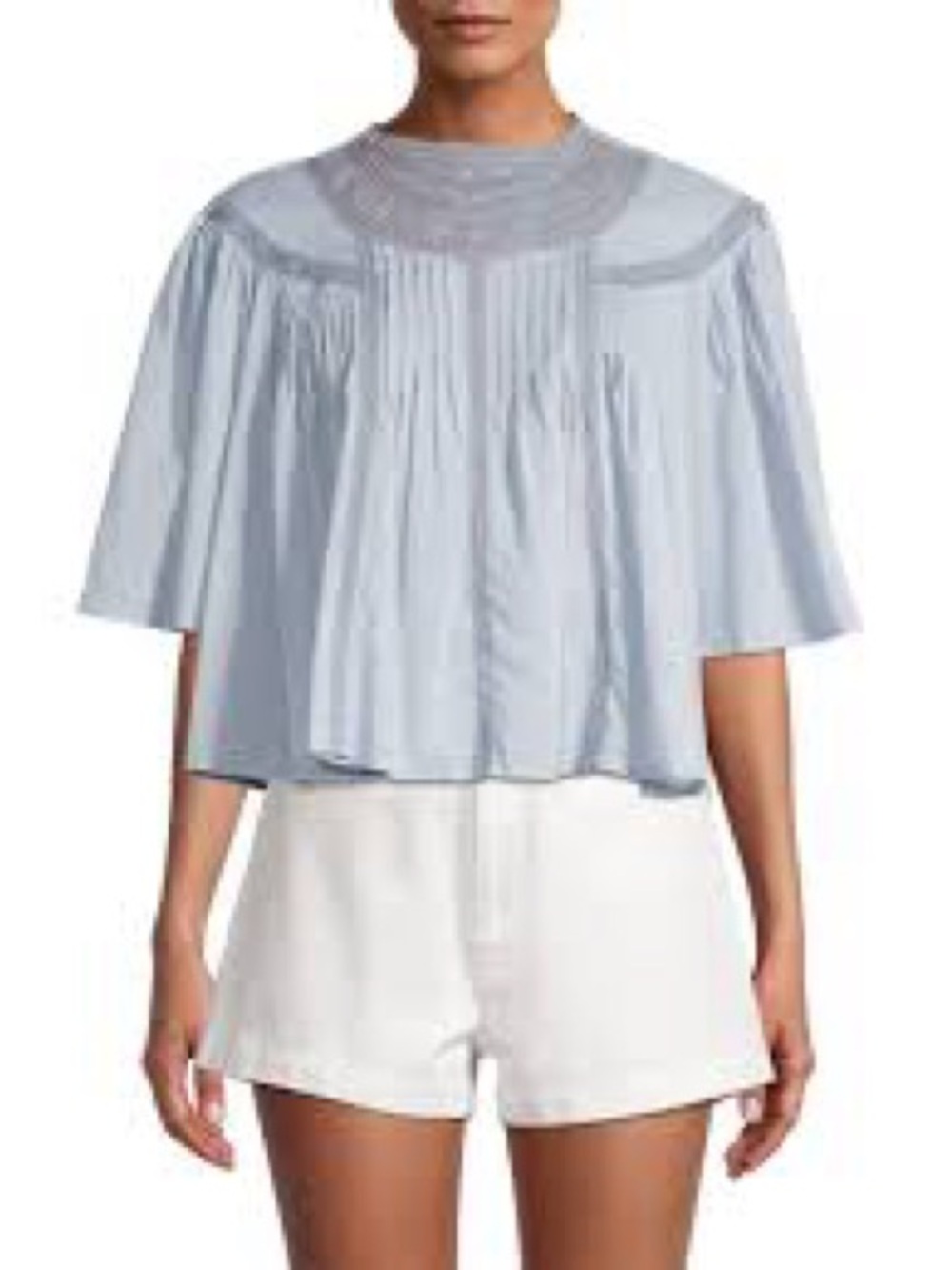 Rebecca Taylor Lace Insert Top in "Marine Blue